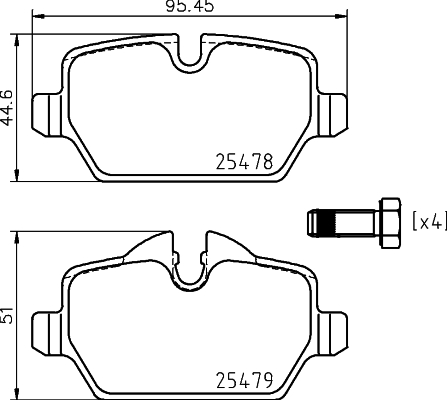 HELLA Piduriklotside komplekt, ketaspidur 8DB 355 020-111