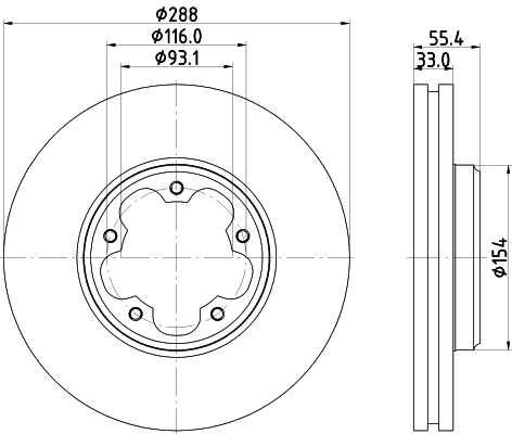 HELLA Bromsskiva 8DD 355 133-161
