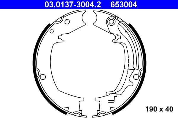 ATE Trummelpiduriklotside komplekt, käsipidur 03.0137-3004.2