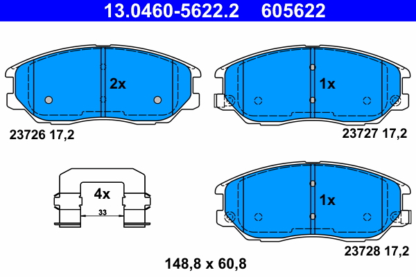 ATE Piduriklotside komplekt, ketaspidur 13.0460-5622.2