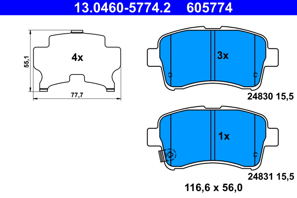 ATE Piduriklotside komplekt, ketaspidur 13.0460-5774.2