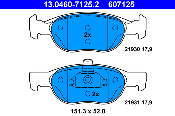 ATE Piduriklotside komplekt, ketaspidur 13.0460-7125.2