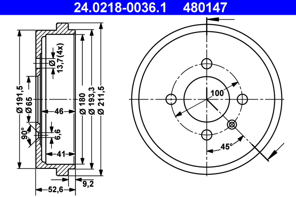 ATE Piduritrummel 24.0218-0036.1
