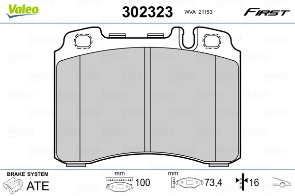 VALEO Piduriklotside komplekt, ketaspidur 302323