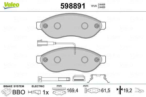 VALEO Piduriklotside komplekt, ketaspidur 598891