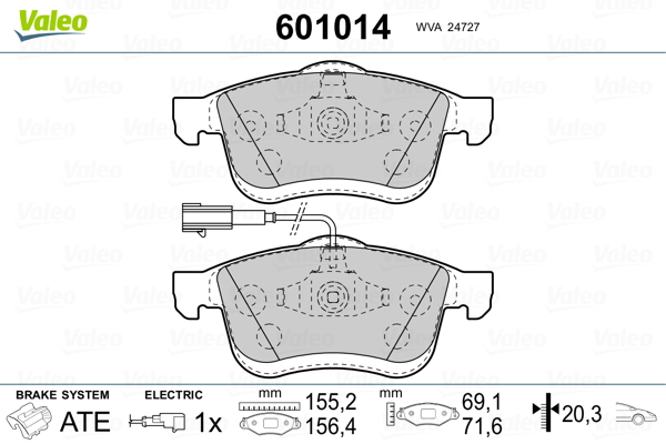VALEO Piduriklotside komplekt, ketaspidur 601014