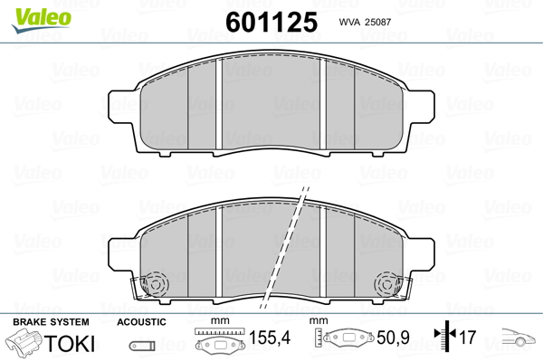 VALEO Piduriklotside komplekt, ketaspidur 601125