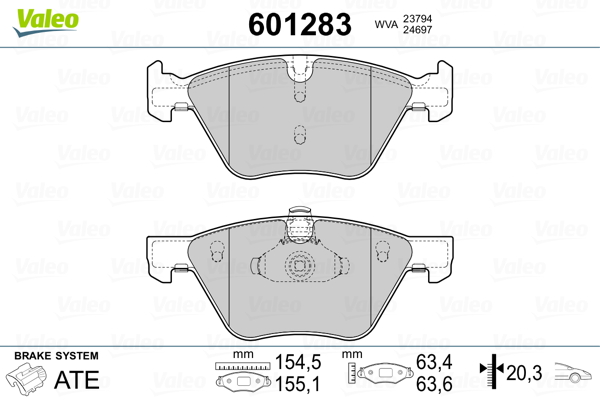 VALEO Piduriklotside komplekt, ketaspidur 601283