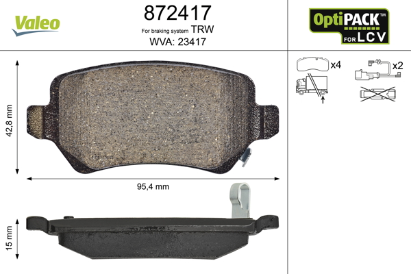 VALEO Piduriklotside komplekt, ketaspidur 872417