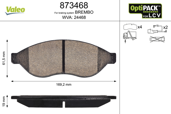 VALEO Piduriklotside komplekt, ketaspidur 873468