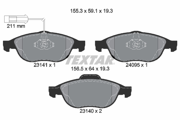 TEXTAR Piduriklotside komplekt, ketaspidur 2314101