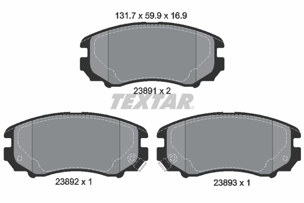 TEXTAR Piduriklotside komplekt, ketaspidur 2389101
