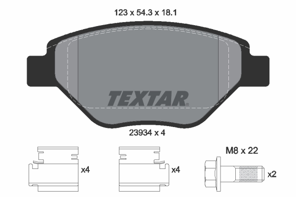 TEXTAR Piduriklotside komplekt, ketaspidur 2393401