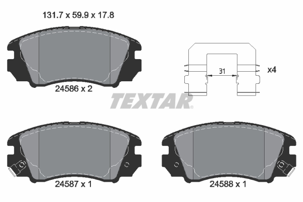 TEXTAR Piduriklotside komplekt, ketaspidur 2458601