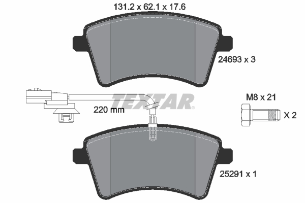 TEXTAR Piduriklotside komplekt, ketaspidur 2469306