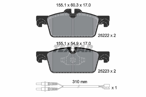 TEXTAR Piduriklotside komplekt, ketaspidur 2522201