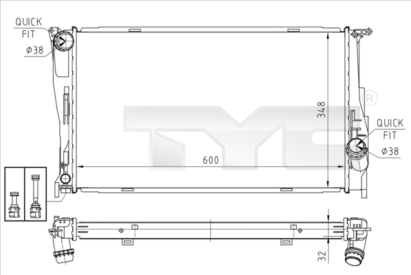 TYC Radiaator,mootorijahutus 703-0008