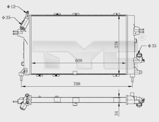 TYC Radiaator,mootorijahutus 725-0028-R