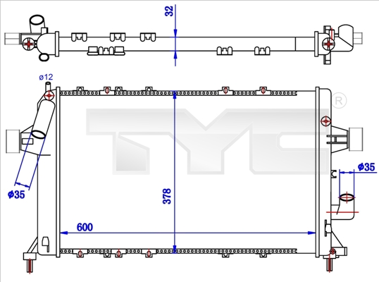 TYC Radiaator,mootorijahutus 725-0039-R