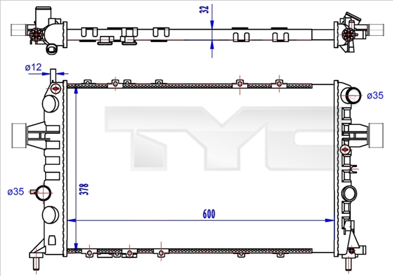 TYC Radiaator,mootorijahutus 725-0041-R