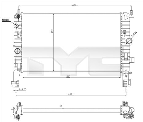 TYC Radiaator,mootorijahutus 725-0048-R