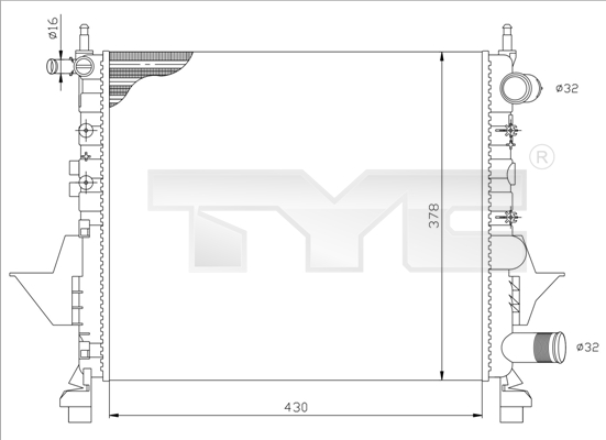 TYC Radiaator,mootorijahutus 728-0041