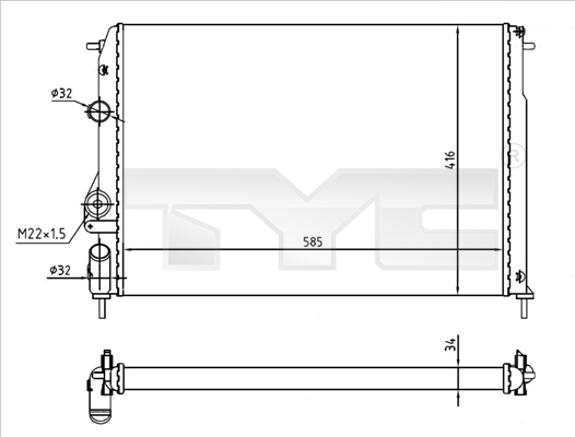TYC Radiaator,mootorijahutus 728-0055-R