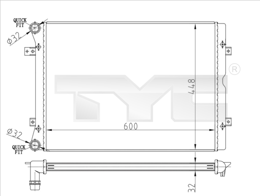 TYC Radiaator,mootorijahutus 737-0067-R