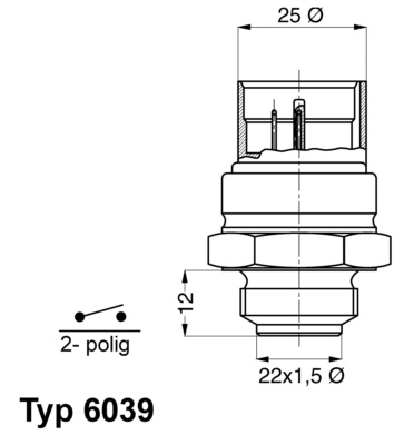 BorgWarner (Wahler) Lämpökytkin, jäähdyttimen puhallin 6039.95D
