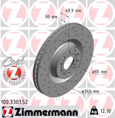 ZIMMERMANN stabdžių diskas 100.3301.52