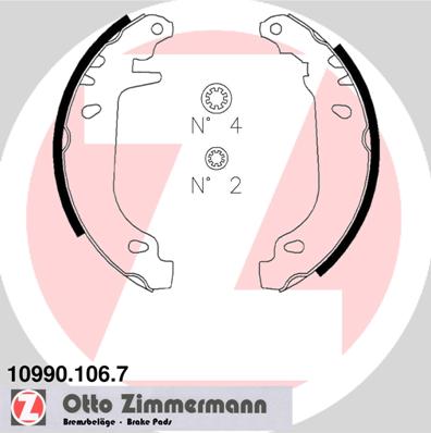 ZIMMERMANN Zestaw szczęk hamulcowych 10990.106.7