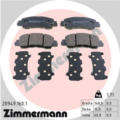 ZIMMERMANN Piduriklotside komplekt, ketaspidur 20949.160.1