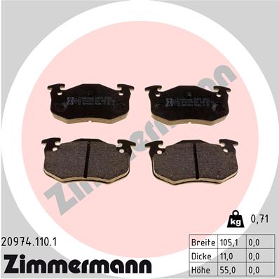 ZIMMERMANN Piduriklotside komplekt, ketaspidur 20974.110.1