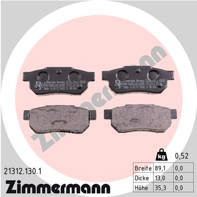 ZIMMERMANN Piduriklotside komplekt, ketaspidur 21312.130.1