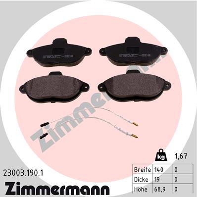 ZIMMERMANN Piduriklotside komplekt, ketaspidur 23003.190.1