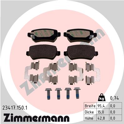 ZIMMERMANN Piduriklotside komplekt, ketaspidur 23417.150.1