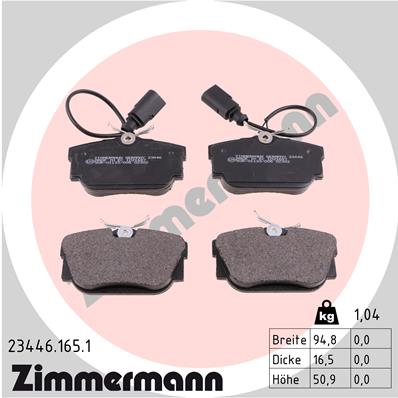 ZIMMERMANN stabdžių trinkelių rinkinys, diskinis stabdys 23446.165.1