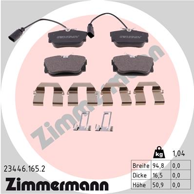 ZIMMERMANN stabdžių trinkelių rinkinys, diskinis stabdys 23446.165.2