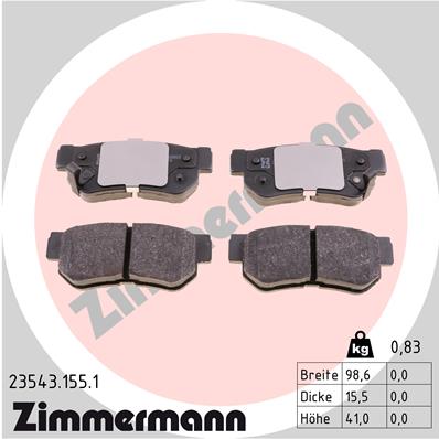ZIMMERMANN Zestaw klocków hamulcowych, hamulce tarczowe 23543.155.1