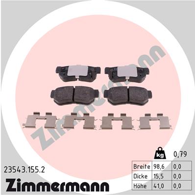 ZIMMERMANN Zestaw klocków hamulcowych, hamulce tarczowe 23543.155.2