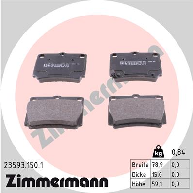 ZIMMERMANN Zestaw klocków hamulcowych, hamulce tarczowe 23593.150.1