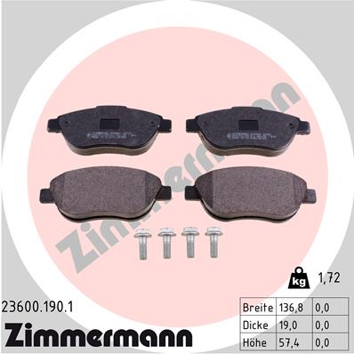ZIMMERMANN Piduriklotside komplekt, ketaspidur 23600.190.1