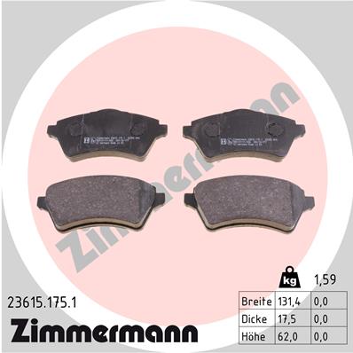 ZIMMERMANN Piduriklotside komplekt, ketaspidur 23615.175.1