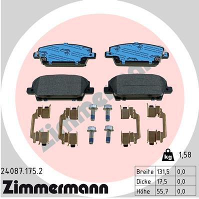 ZIMMERMANN Piduriklotside komplekt, ketaspidur 24087.175.2