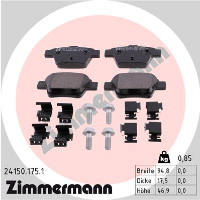 ZIMMERMANN Piduriklotside komplekt, ketaspidur 24150.175.1
