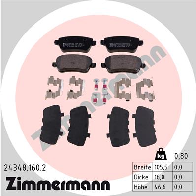 ZIMMERMANN Piduriklotside komplekt, ketaspidur 24348.160.2