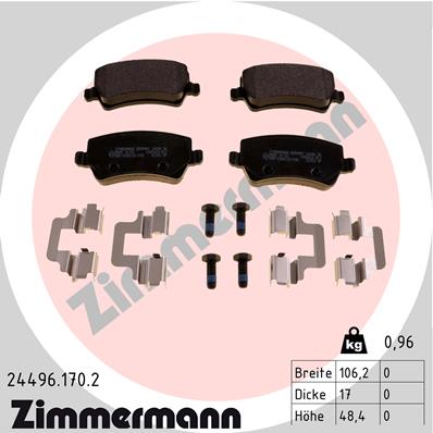 ZIMMERMANN Piduriklotside komplekt, ketaspidur 24496.170.2