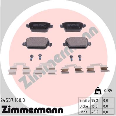 ZIMMERMANN Piduriklotside komplekt, ketaspidur 24537.160.3