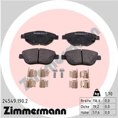 ZIMMERMANN Piduriklotside komplekt, ketaspidur 24549.190.2