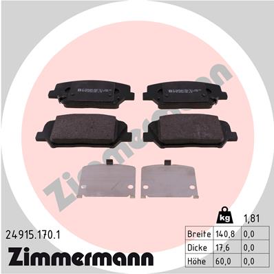 ZIMMERMANN Piduriklotside komplekt, ketaspidur 24915.170.1